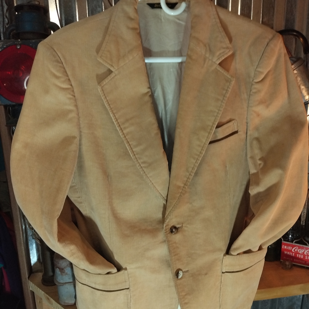 Vintage 1970s Corduroy Playboy style Sport coat  Men's medium Tan brown